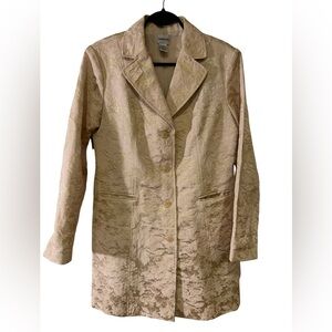 Chicos Belle Amour Odette Jacket Gold Metallic Floral Brocade Size 1 Medium